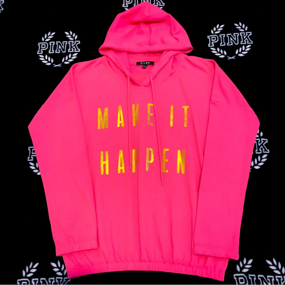 Hot Pink Hoodie with Gold Lettering NWOT